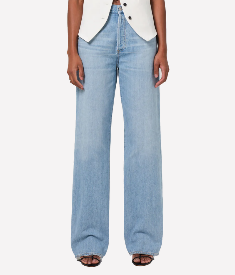 Citizens of Humanity Annina Jean in Alemayde worn on model, studio shot of straight leg jeans showing clean silhouette and fit