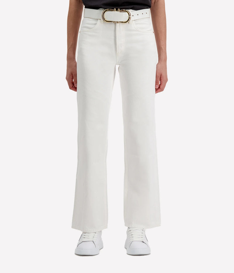 Citizens of Humanity Annina Jean in Seashell worn on model, lower body studio shot of high-rise straight leg denim jeans showing fit and silhouette