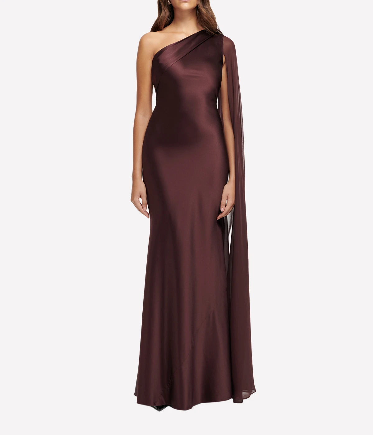 Silk Satin Gown in Brown