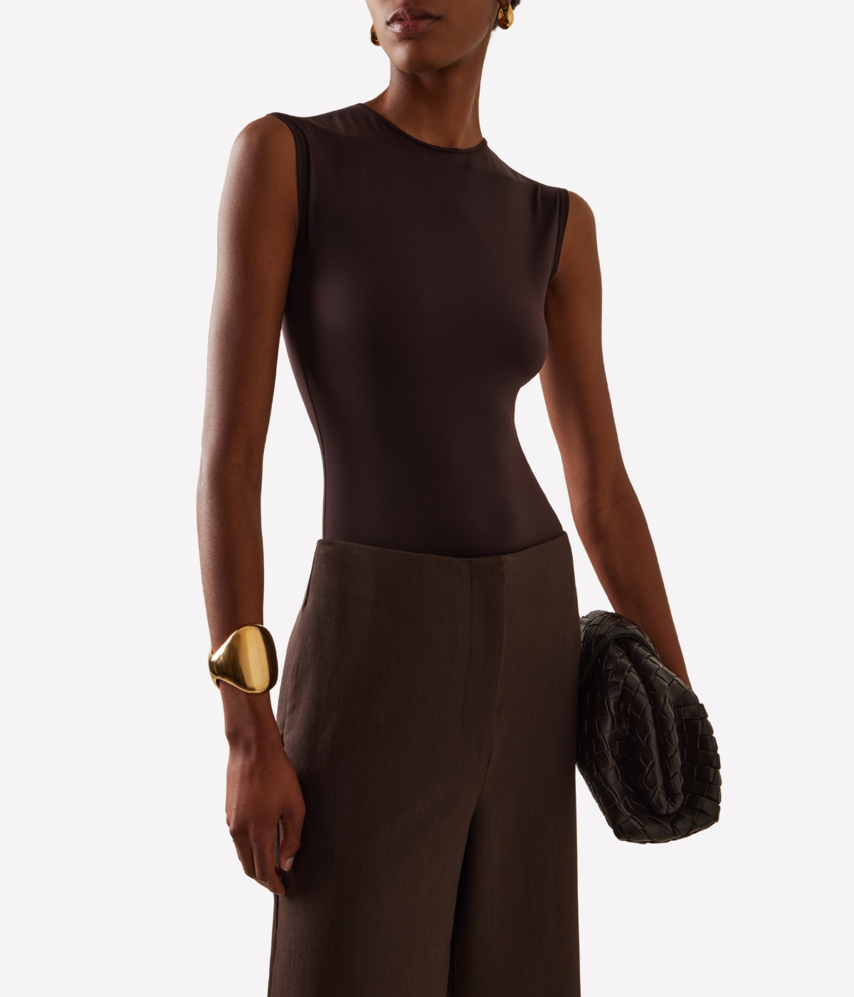 Aura Sleeveless Bodysuit in Chocolate