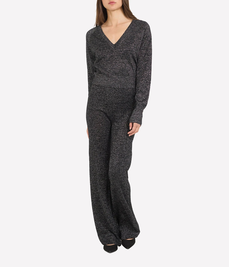 Aurora V Neck Top In Black
