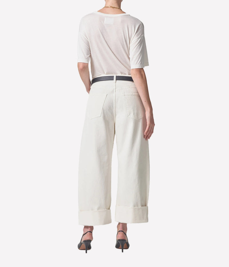 Back view of the Ayla Baggy Jean in Pashmina showing classic five-pocket styling and a relaxed fit.