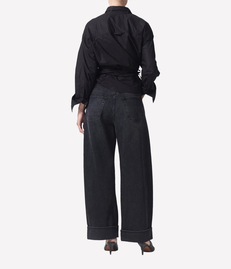 Back view of the Ayla Baggy Jean in Voila showing classic five-pocket styling and a relaxed silhouette.