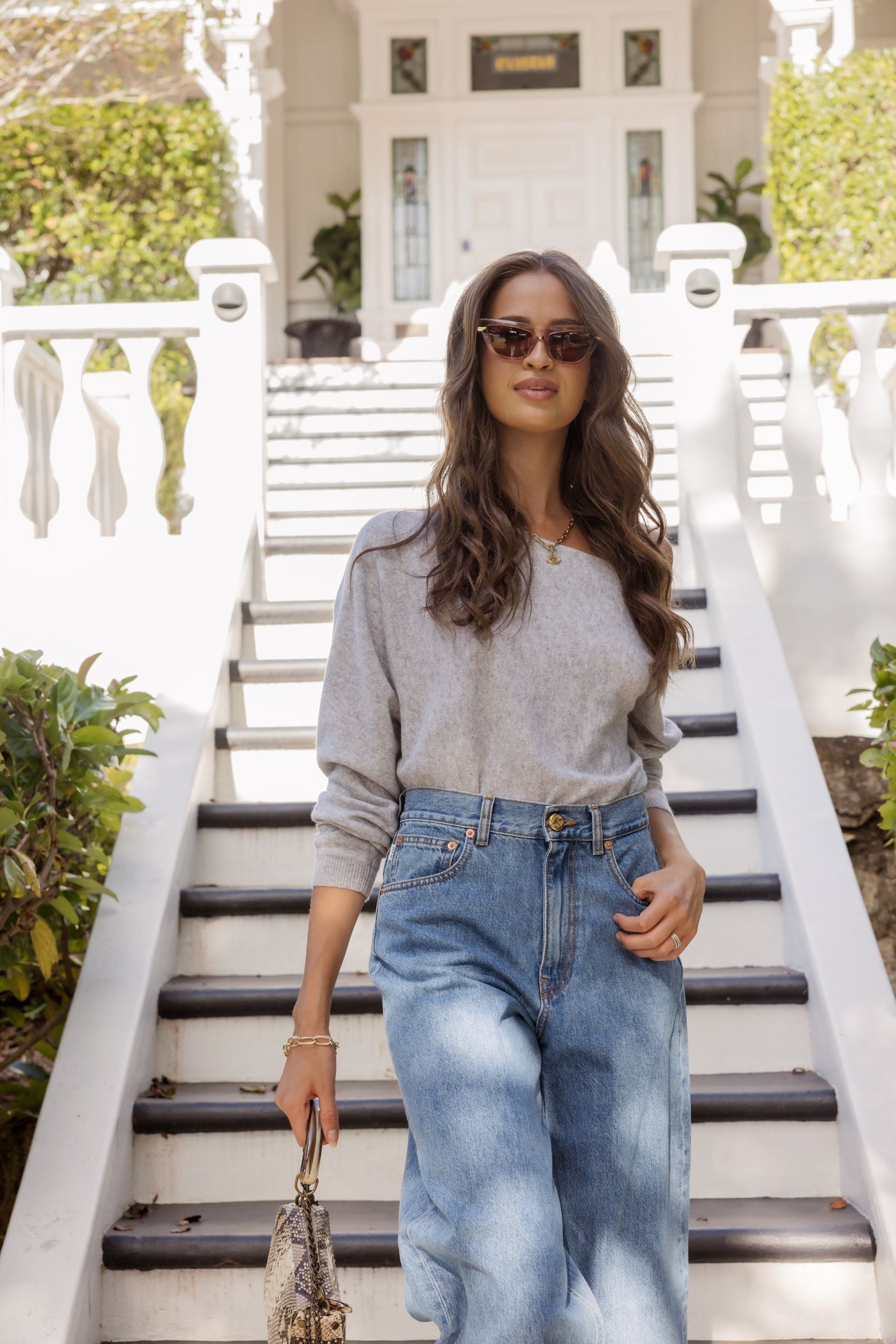 Off the Shoulder Top in Light Heather Grey