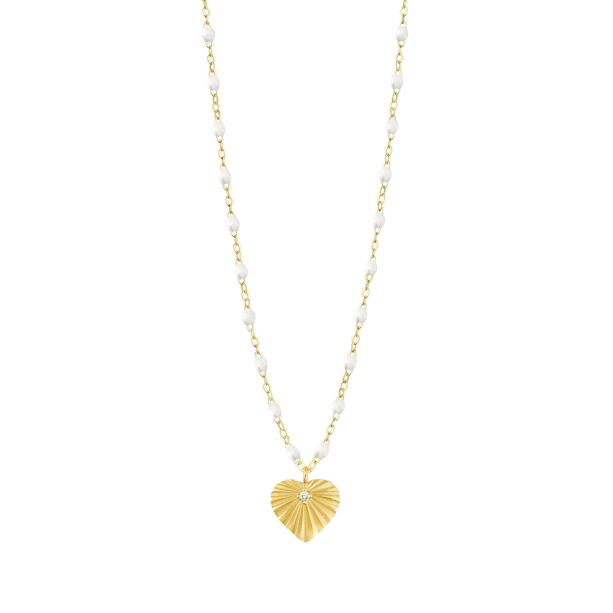 Heart of Light Necklace Diamonds yellow gold and White 42 cm