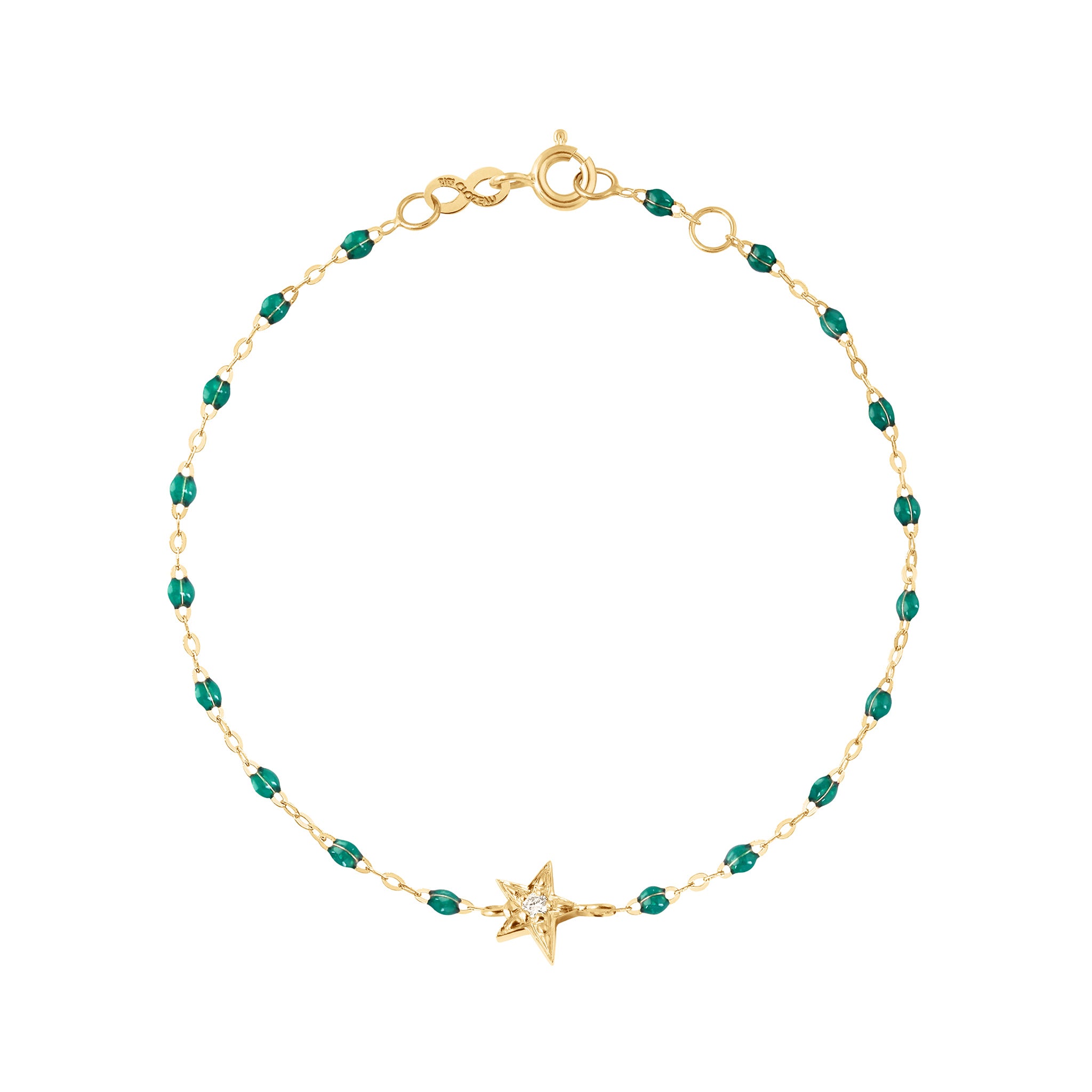 Star Classic Gigi Black diamond bracelet in Yellow Gold and Emerald 17 cm
