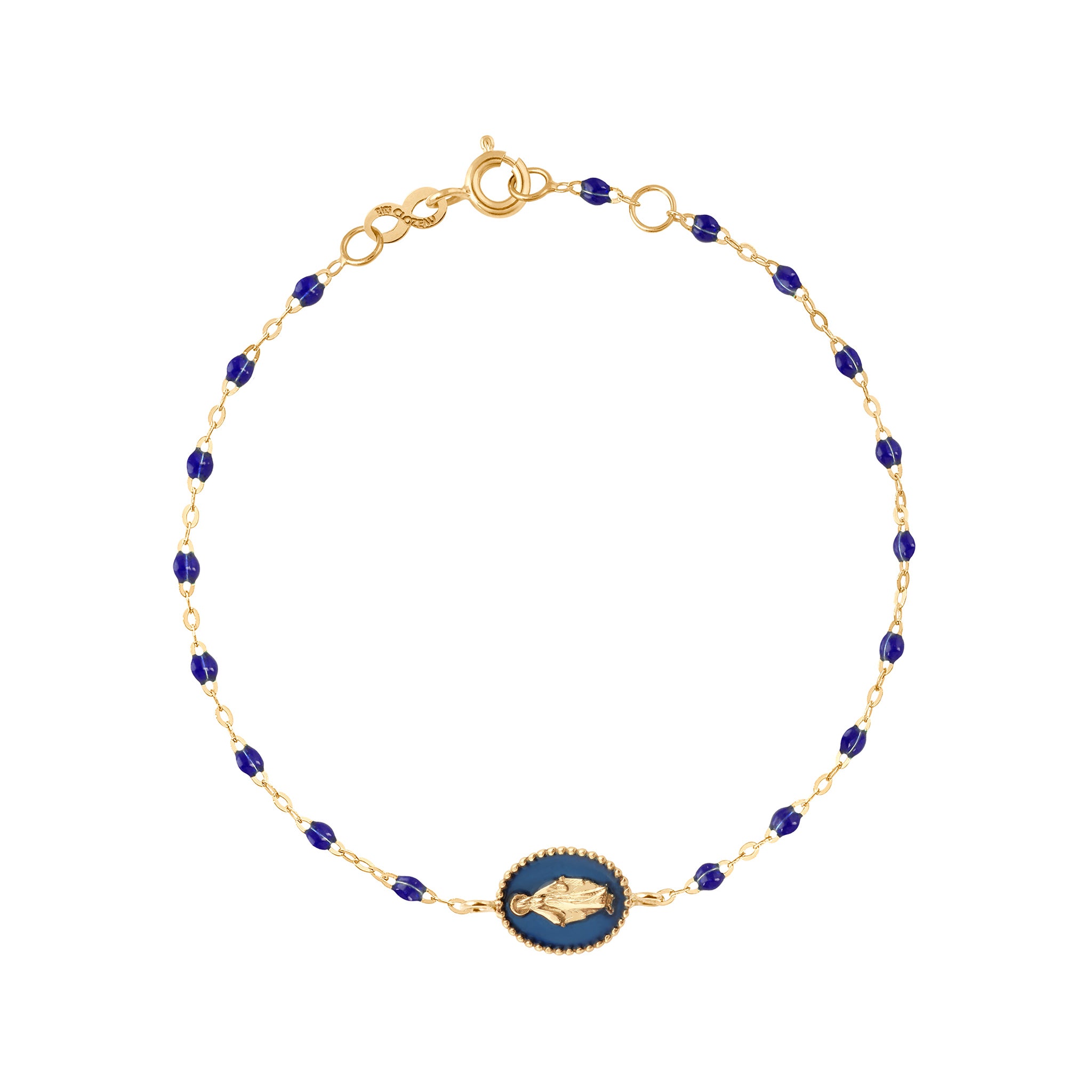Resin Madonna bracelet yellow gold and Saphire 17 cm