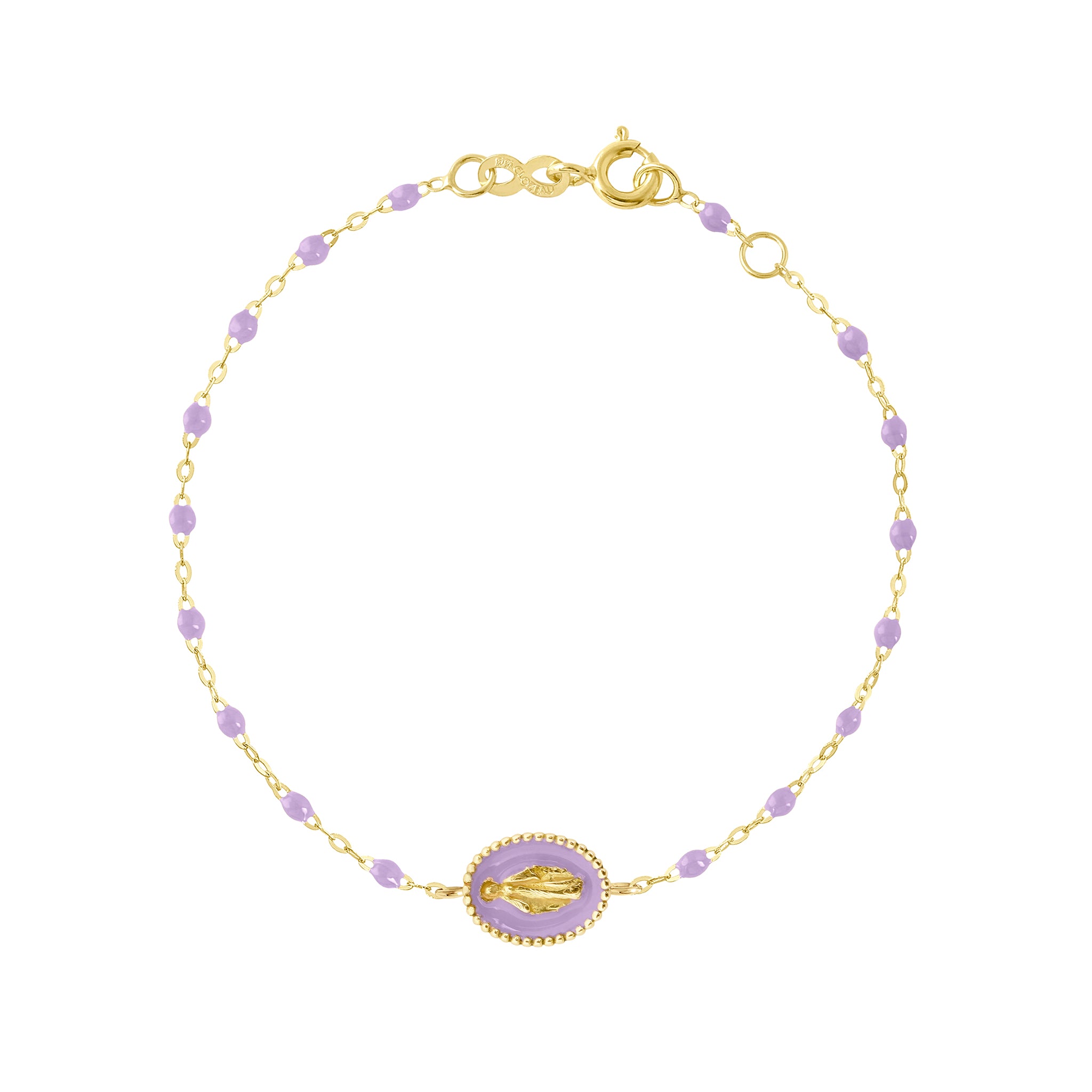 Resin Madonna bracelet yellow gold and Lilac 17 cm