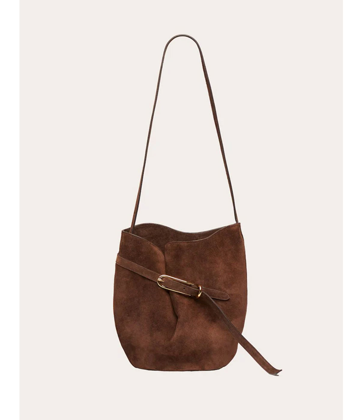 Small Belted Bucket Bag in Dark Brown