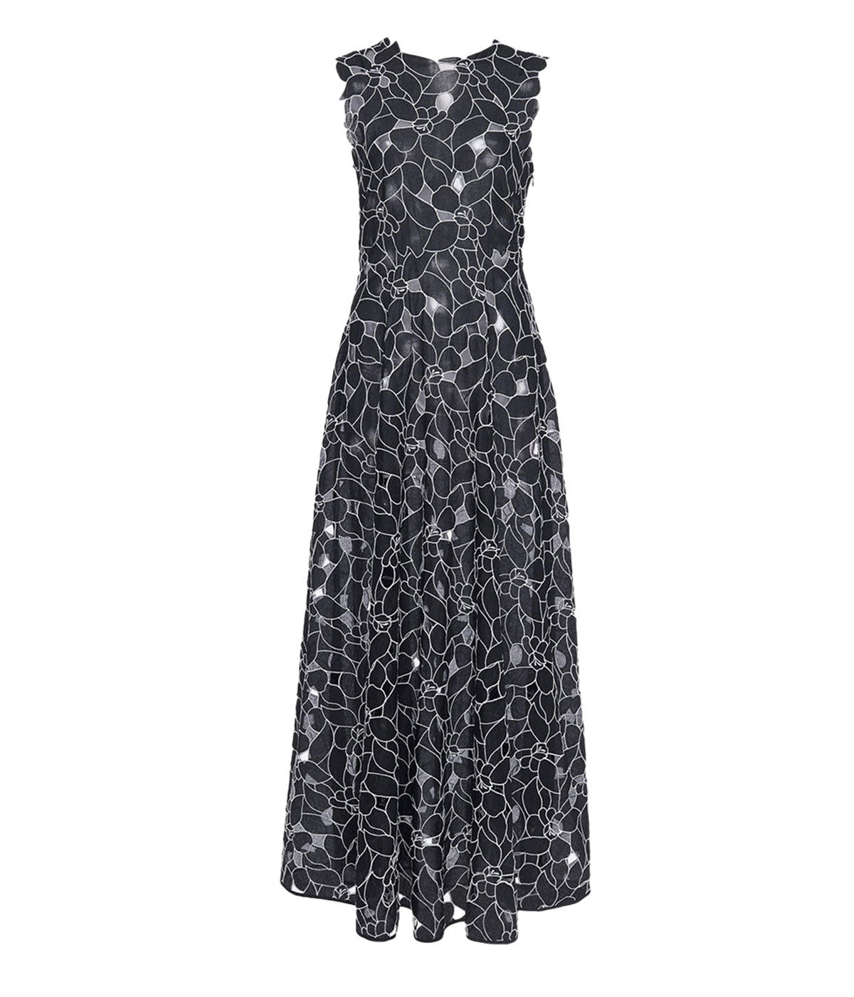 Kiana Sleeveless Midi Dress in Noir