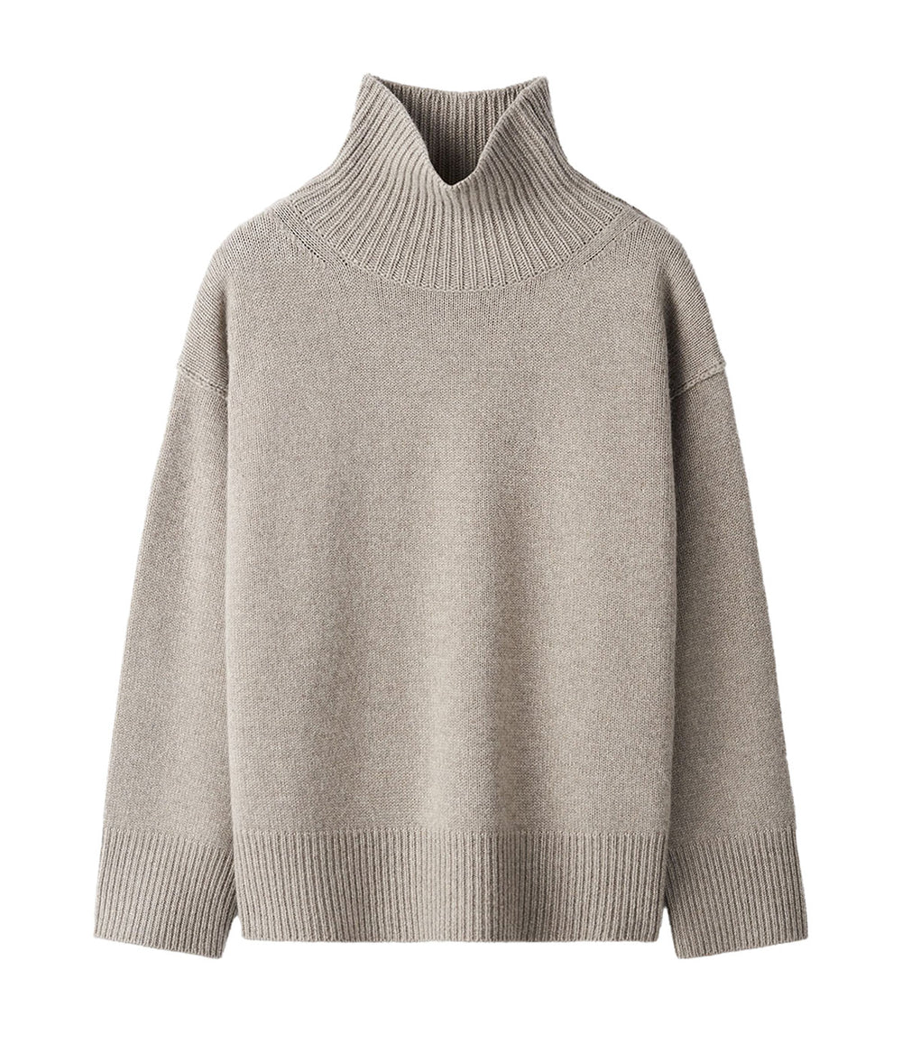 Boyfriend Cashmere Turtleneck in Greige