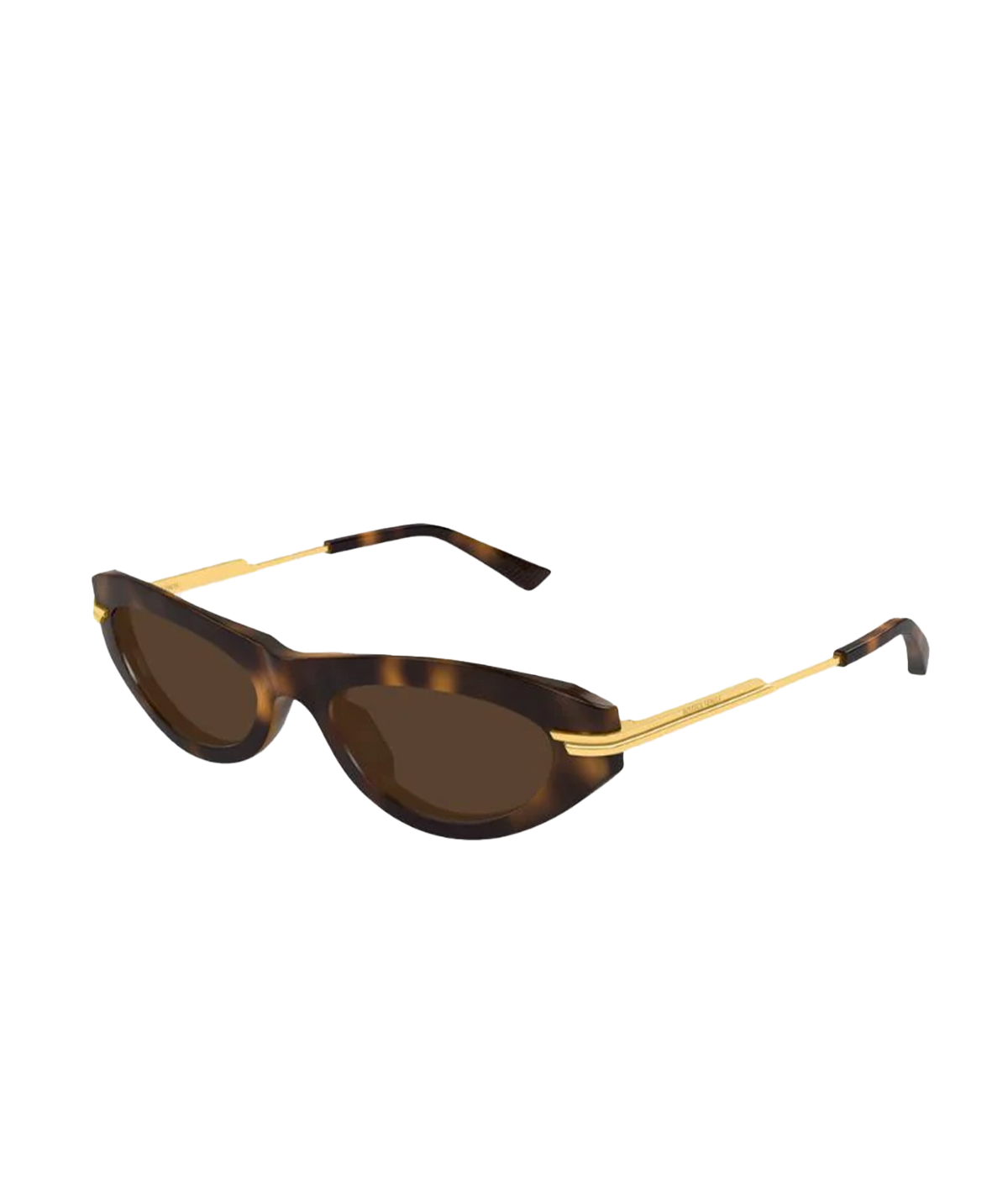 ALT text: Havana-toned Bottega Veneta sunglasses with dark lenses and a sleek, modern frame.