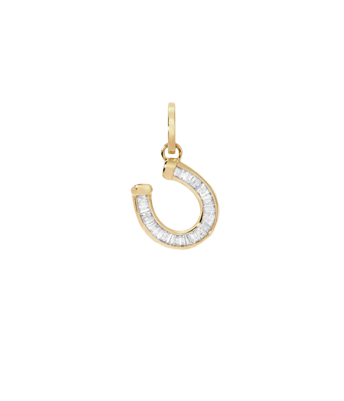 Baguette Horseshoe Charm in 14k Yellow Gold