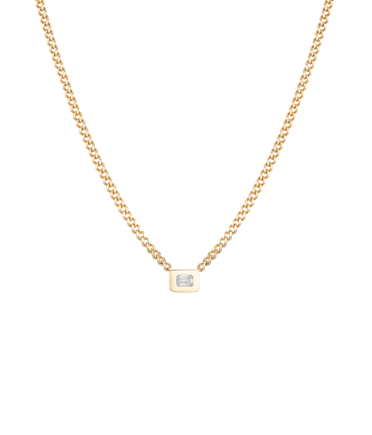 A round bezel-set lab grown diamond necklace in 14k yellow gold with an adjustable chain. Every day wear, minimal jewellery, gold jewellery, classic diamond necklace.