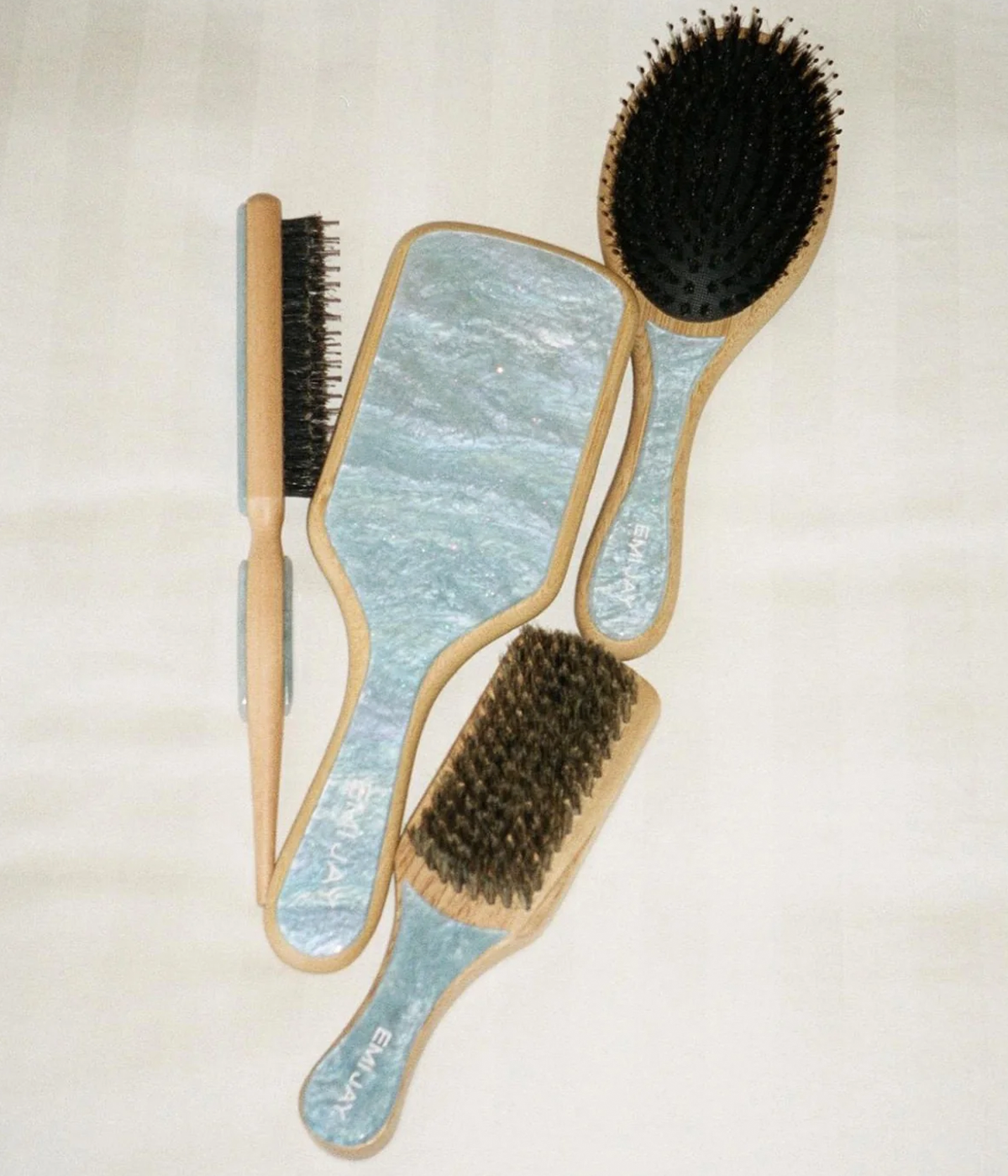 Bamboo Paddle Brush in Blue Sugar