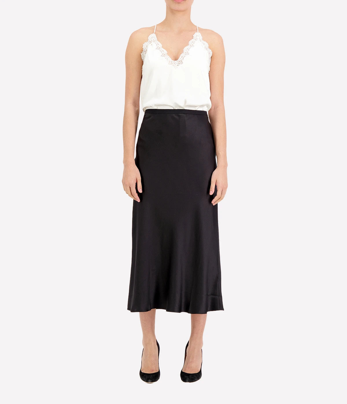 Bar Silk Skirt in Black