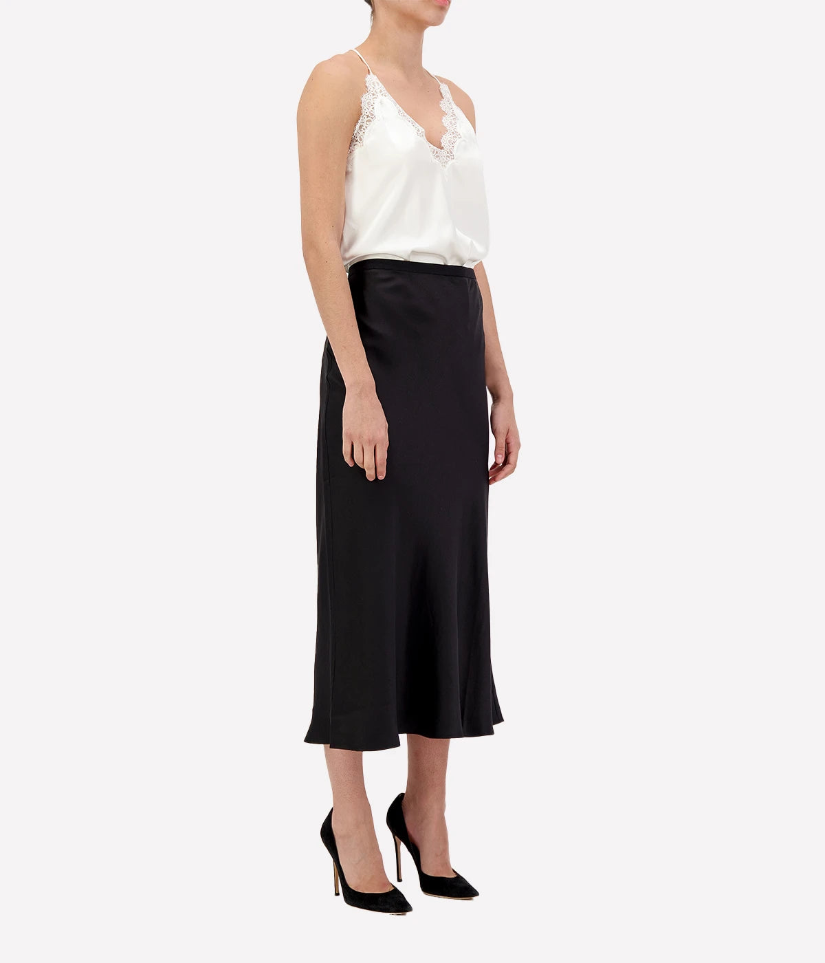 Bar Silk Skirt in Black