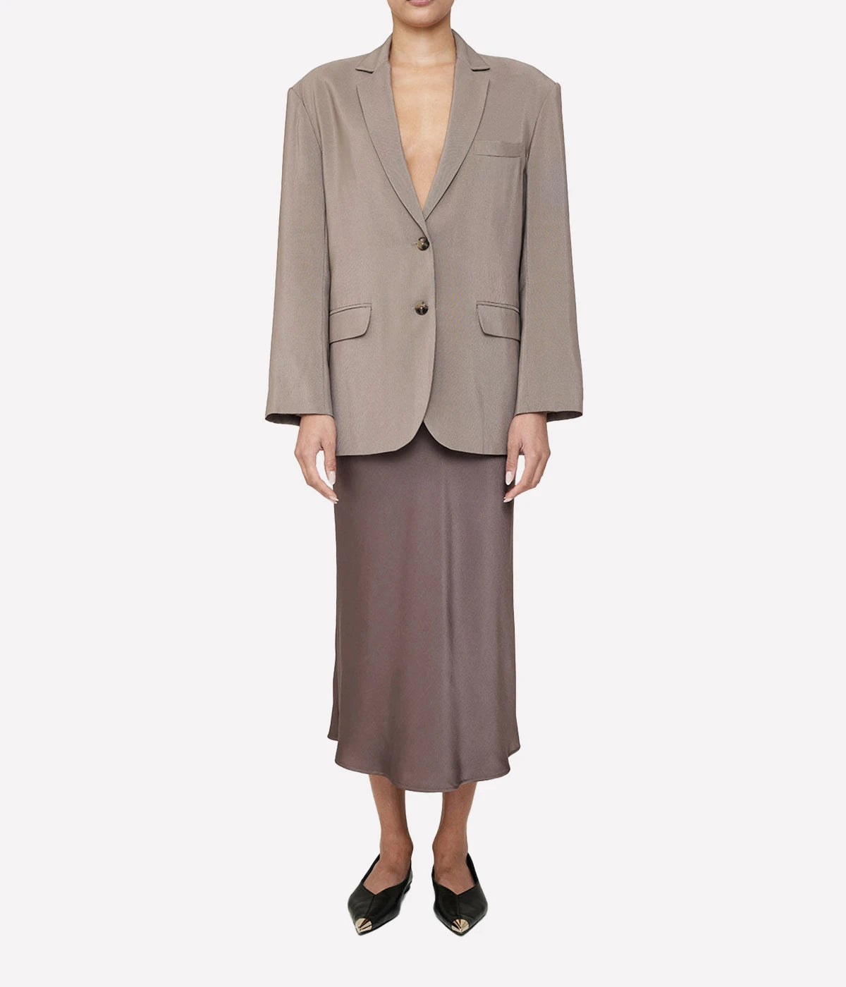 Bar Silk Skirt in Iron