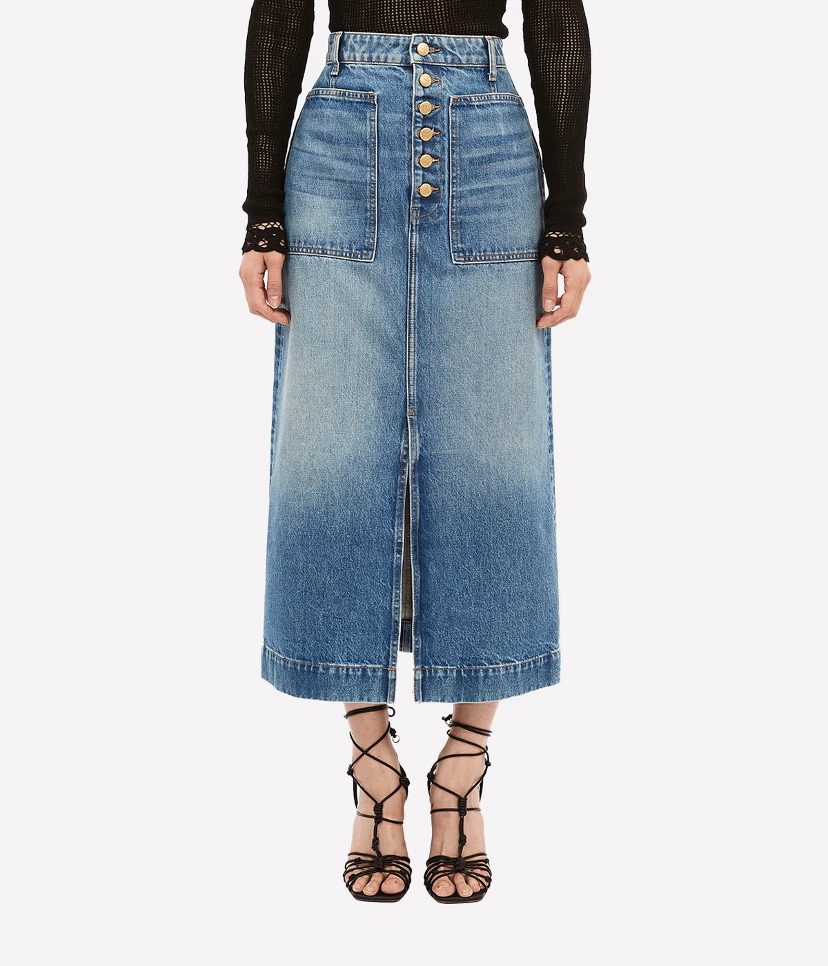 The Bea Skirt in Medium Indigo Wash