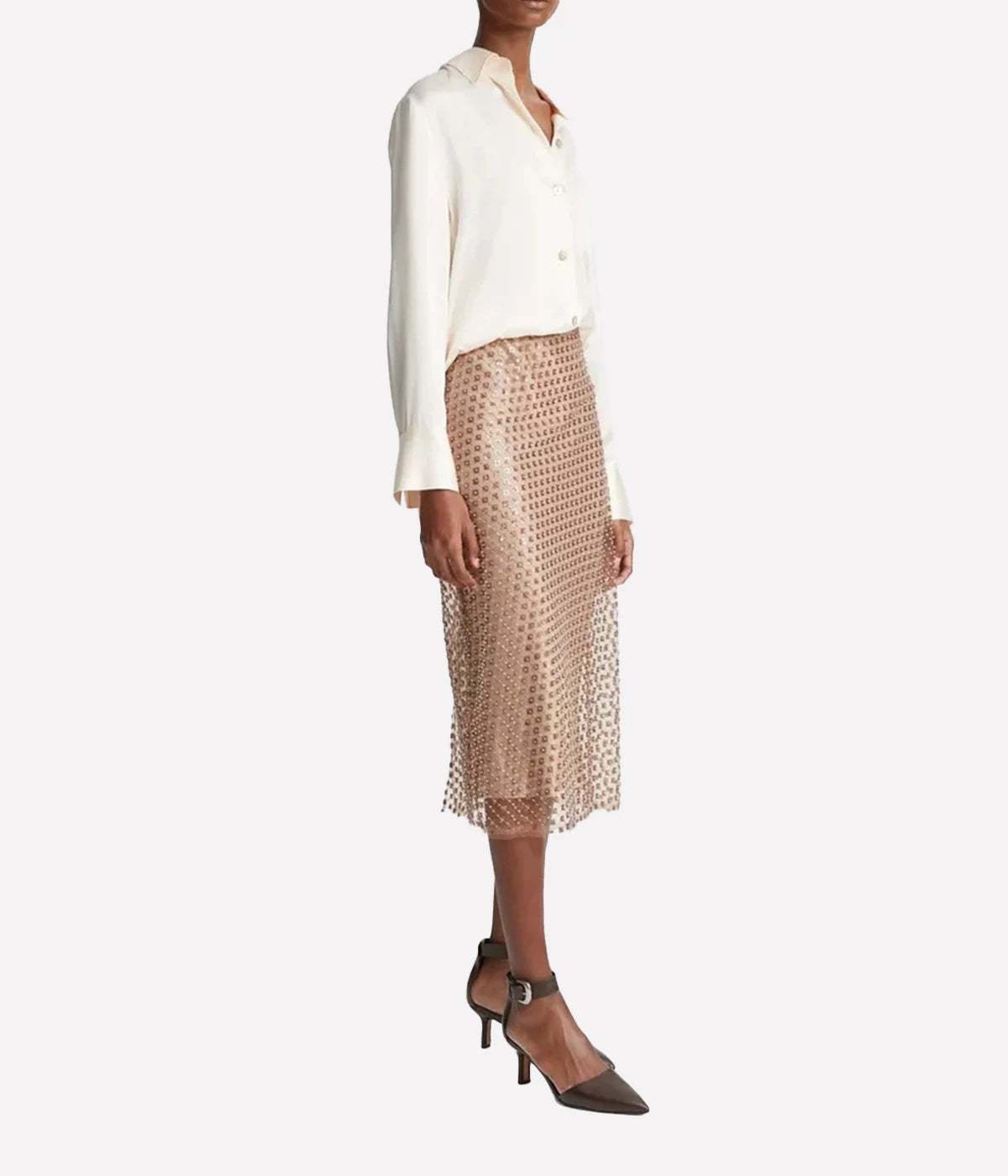 Beaded Sequin Skirt in Fawn
