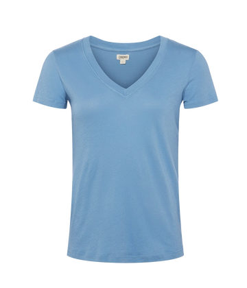 blue 100% V neck cotton t-shirt by l'agence. wash & wear and br-freindly