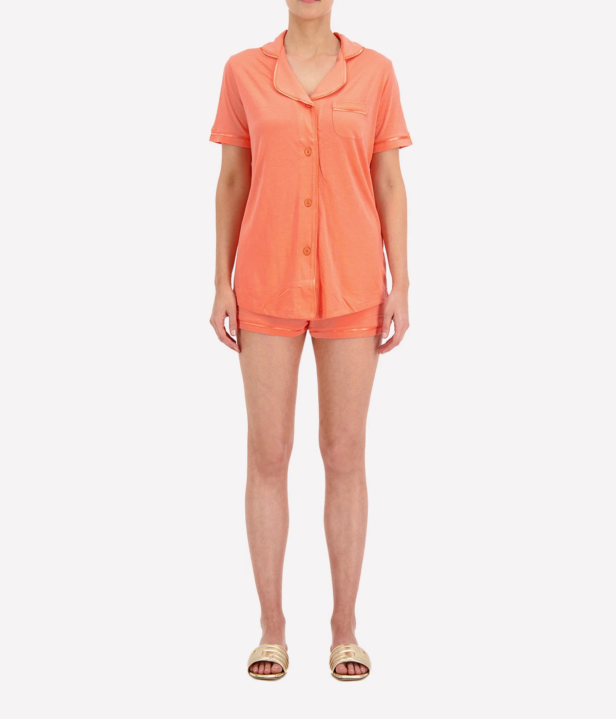 Bella Bird Short Sleeve Top & Boxer Set in Coral Breeze
