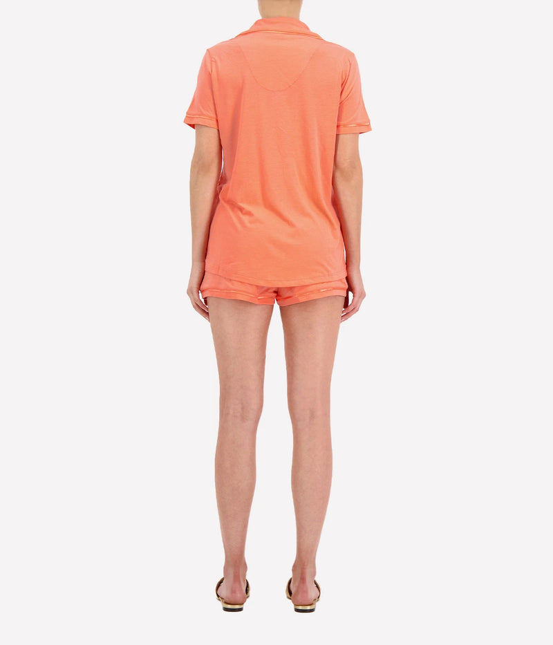 Bella Bird Short Sleeve Top & Boxer Set in Coral Breeze