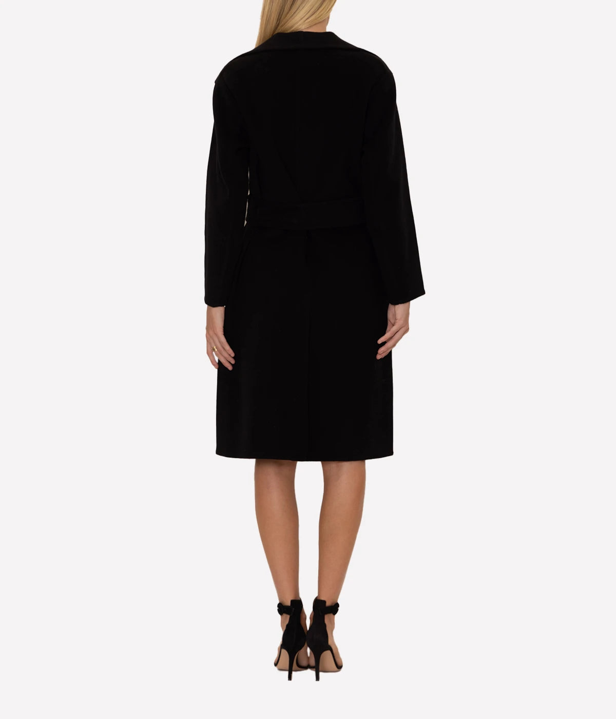 Belted Drape Coat in Black