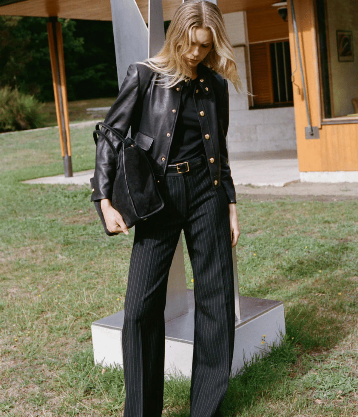 Hadley Leather Cropped Jacket in BLACK