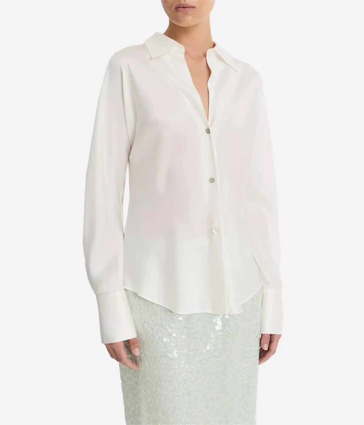 Bias Long Sleeve Blouse in Off White