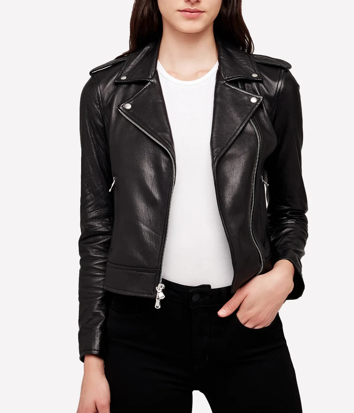 Biker Jacket in Black & Silver