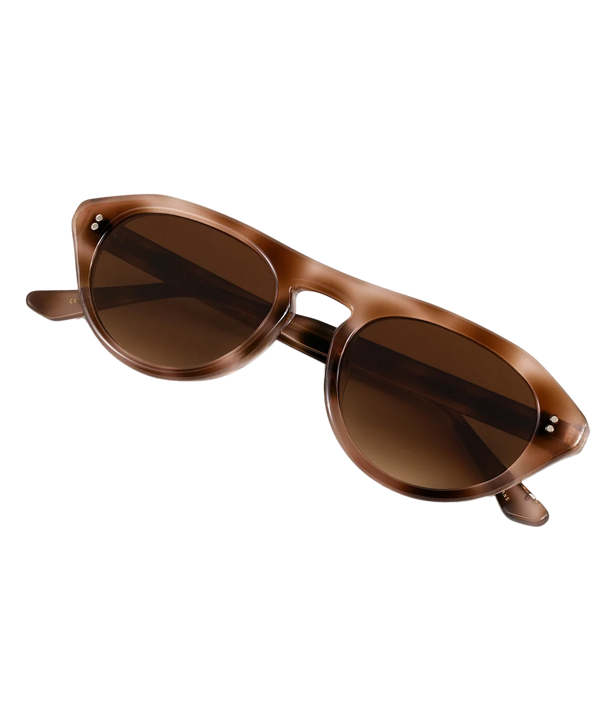 Angled view of the KREWE Billie Sunglasses in Blush Tortoise, showing the dimensional frame and gradient lenses
