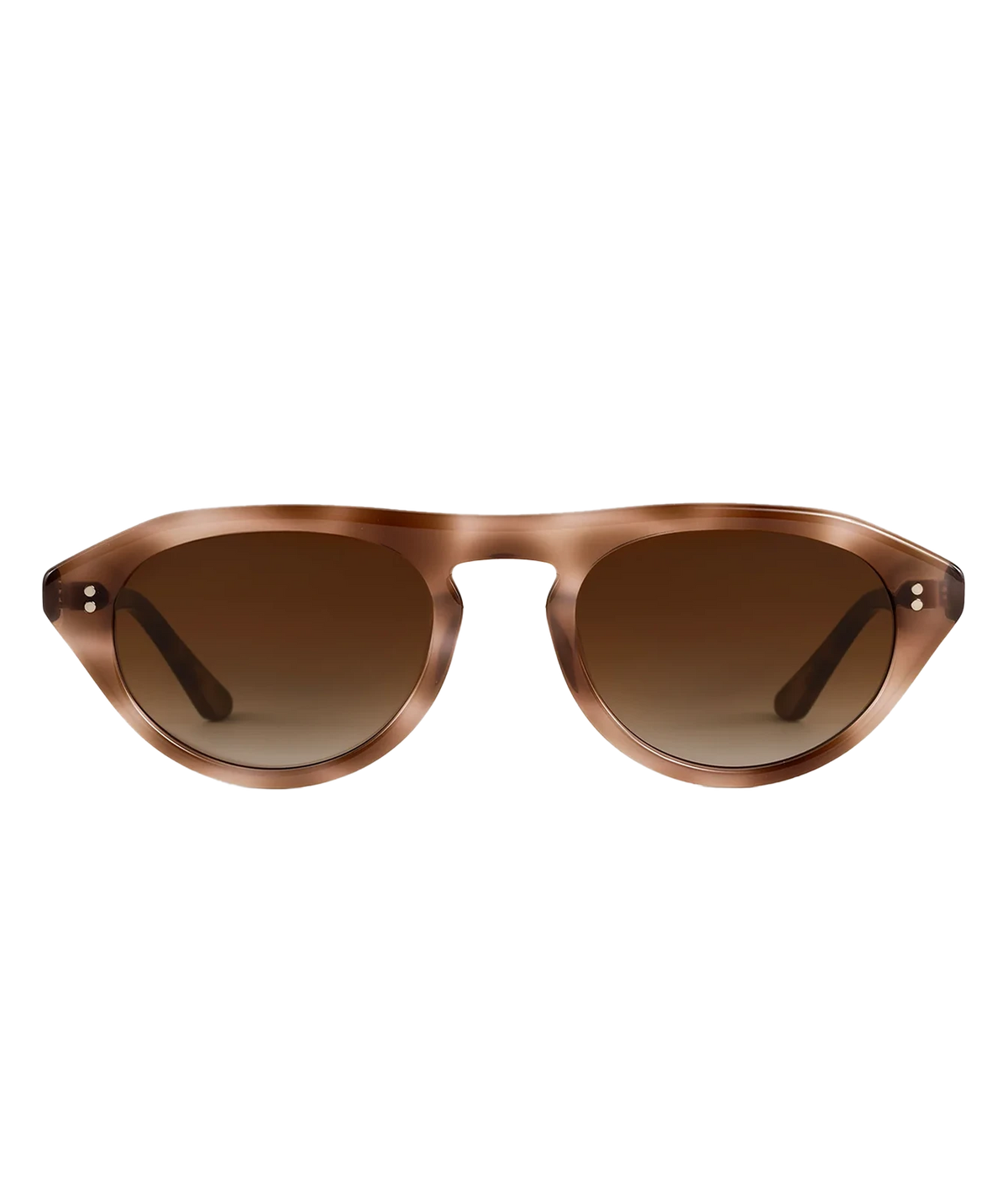 Front view of the KREWE Billie Sunglasses in Blush Tortoise, showing the sculptural blush tortoise frame and brown gradient lenses