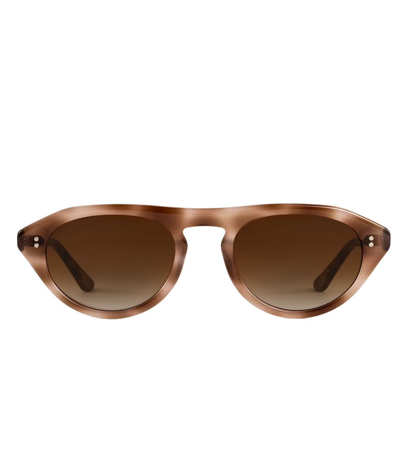 Front view of the KREWE Billie Sunglasses in Blush Tortoise, showing the sculptural blush tortoise frame and brown gradient lenses