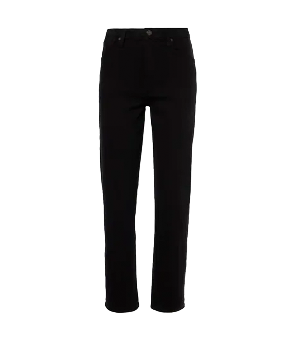 ALT text: High-rise slim straight jeans in Soft Stretch fabric for a comfortable, flattering fit