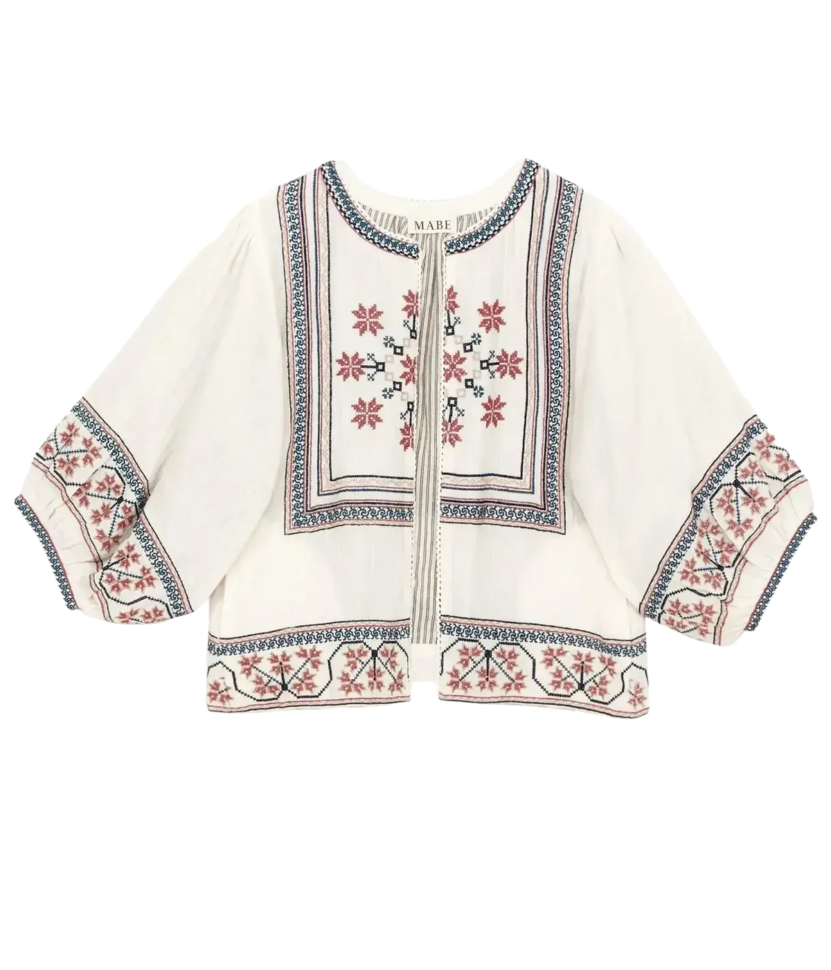 M.A.B.E Calista Embroidered Jacket in Ecru Multi – flat lay
