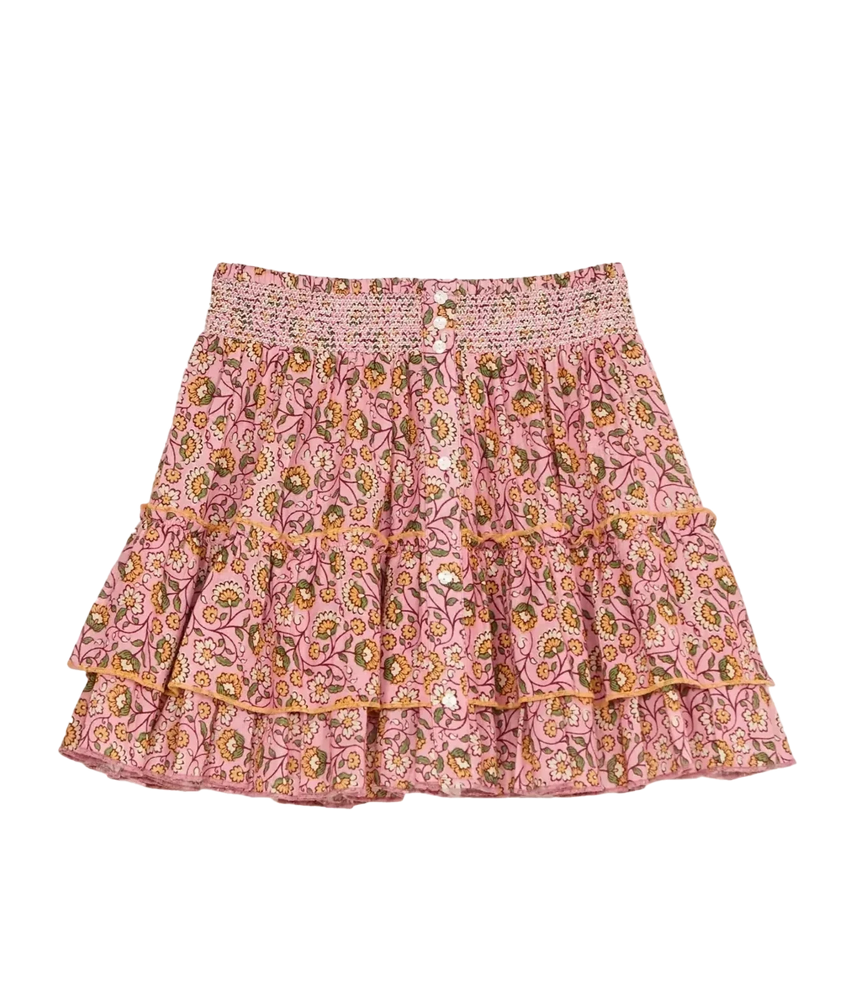 M.A.B.E Ceci Print Mini Skirt in Pink – flat lay