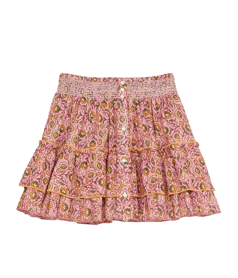 M.A.B.E Ceci Print Mini Skirt in Pink – flat lay