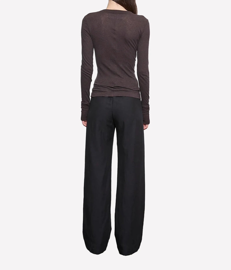 Cashmere Easy Cuffed Crew in Dark Brown