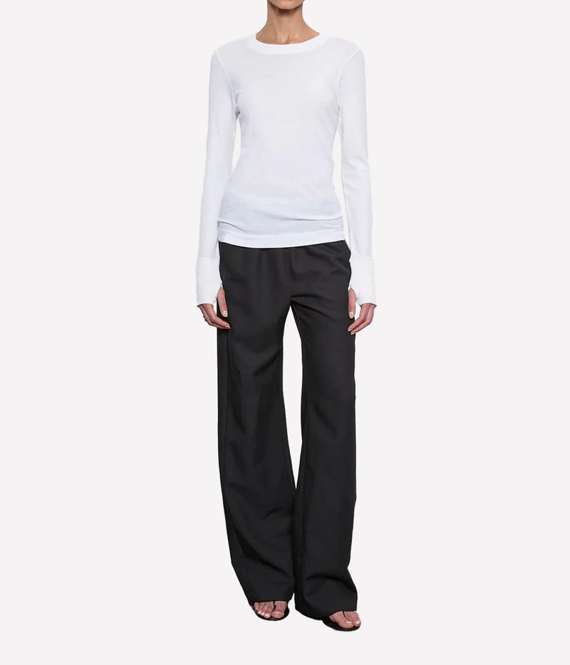 Cashmere Easy Cuffed Crew In White
