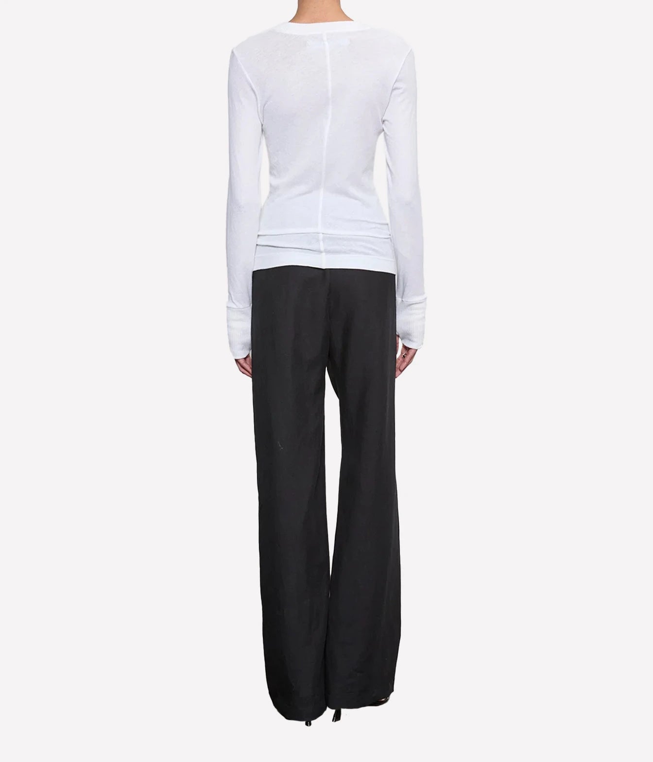 Cashmere Easy Cuffed Crew In White