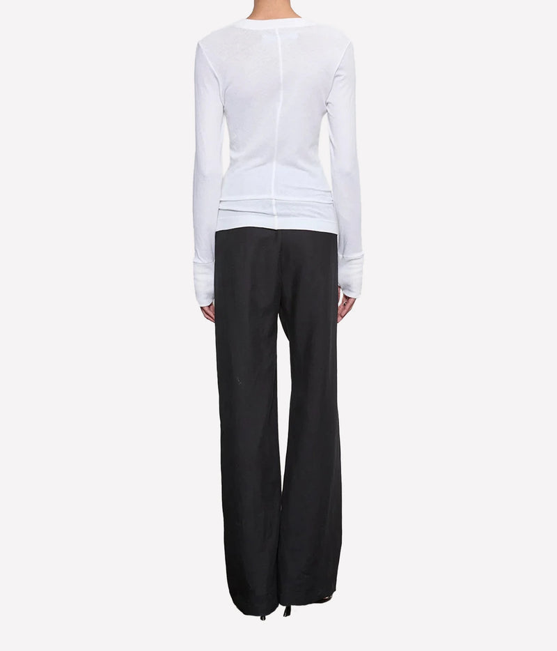 Cashmere Easy Cuffed Crew In White