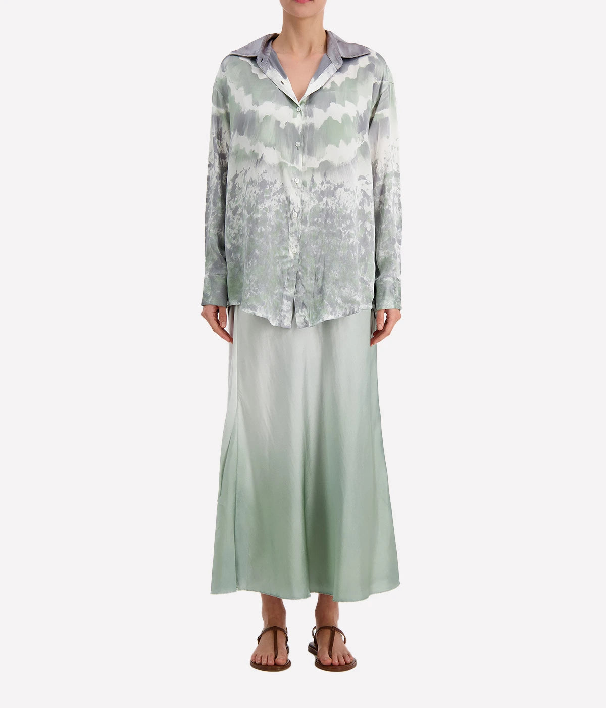 Degrade Silk Shirt in Jade