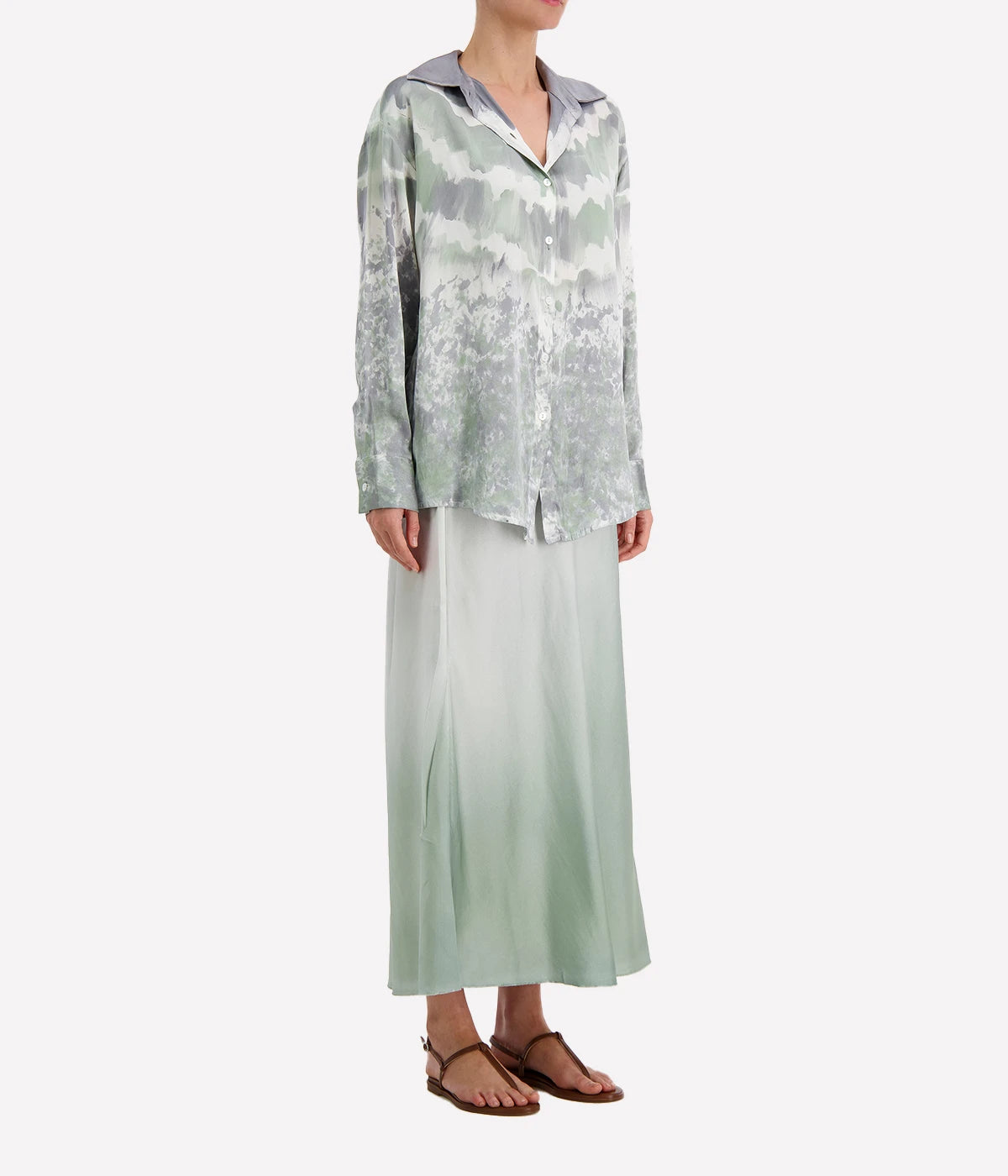 Degrade Silk Shirt in Jade
