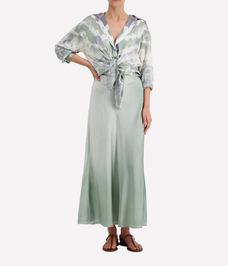 Degrade Silk Shirt in Jade