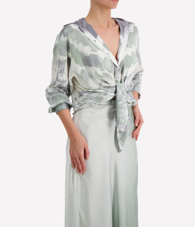 Degrade Silk Shirt in Jade
