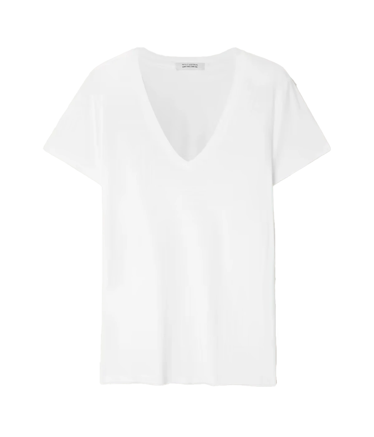 v-neck tee made from lightweight 100% cotton. The shirt features a classic v-neckline, short sleeves, and a slim fit.