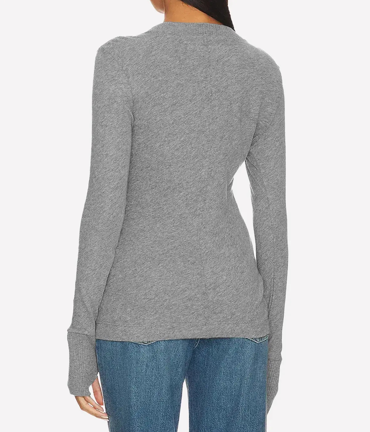 Cashmere Easy Cuffed Crew Top in Smoke