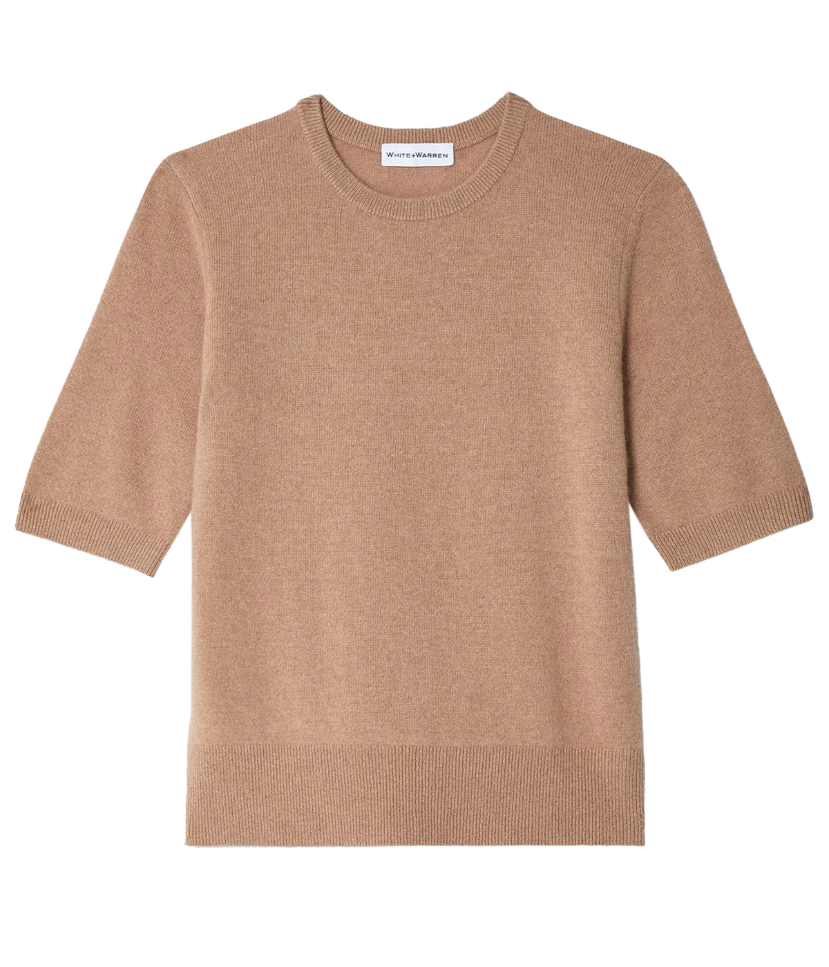 Cashmere Elbow Sleeve Tee in True Camel