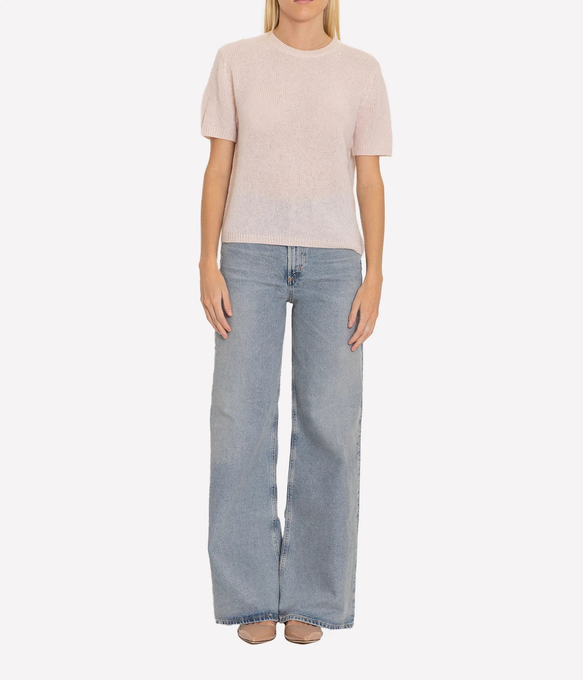 Cashmere Featherweight T-Shirt in Pink Sand